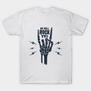 Funny Illustration. Skeleton Arm. We Will Rock You T-Shirt